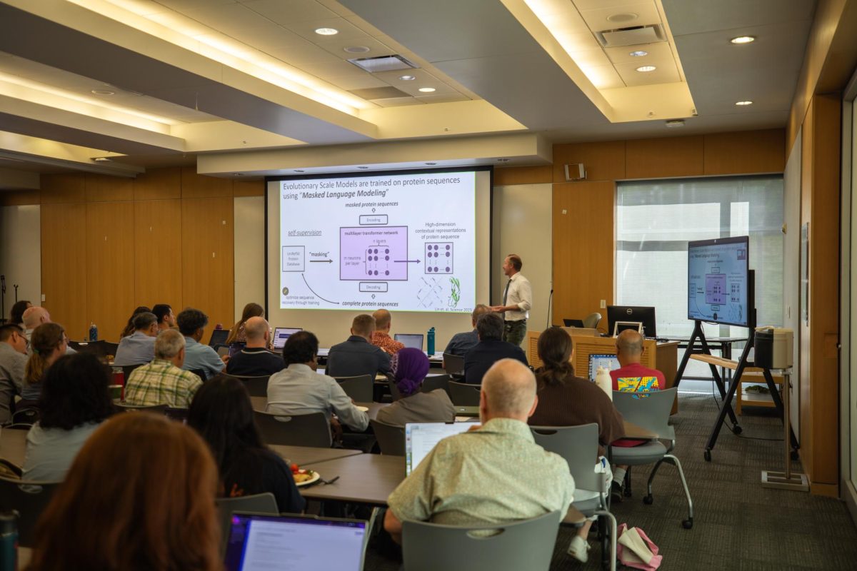 Jeff Swan discusses evolutionary scale models at the University of Utah on Thursday, June 25, 2026. (Photo by Kristina Walker | The Daily Utah Chronicle)