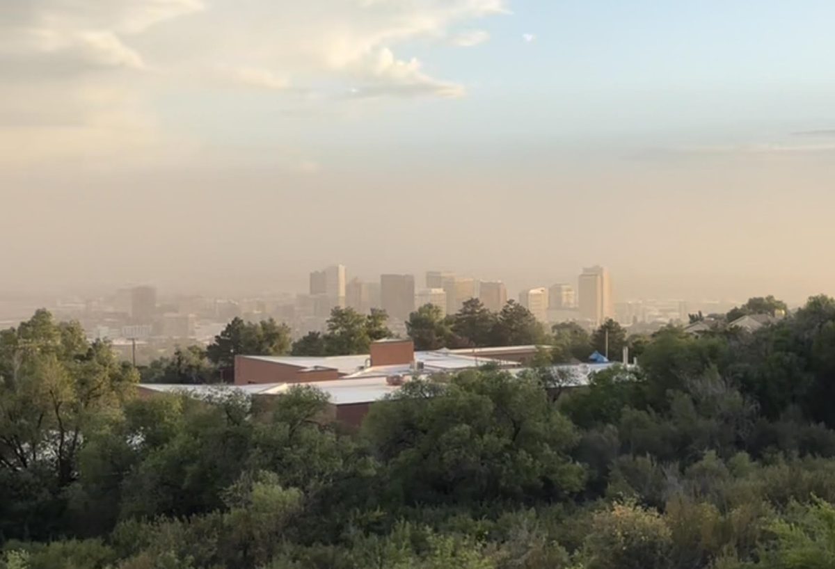 A Great Salt Lake dust storm over downtown Salt Lake City on July 8, 2026. (Photo by Will Ruzanski | The Daily Utah Chronicle)